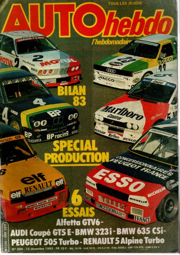 Auto Hebdo N°399 du 15 au 22 décembre 1983