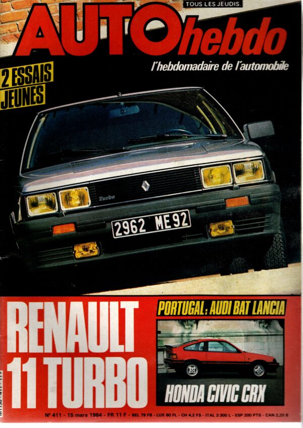 Auto Hebdo N°411 du 15 au 22 mars 1984