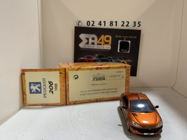 Peugeot 206 1998 Orange Norev 1/43 – Image 2