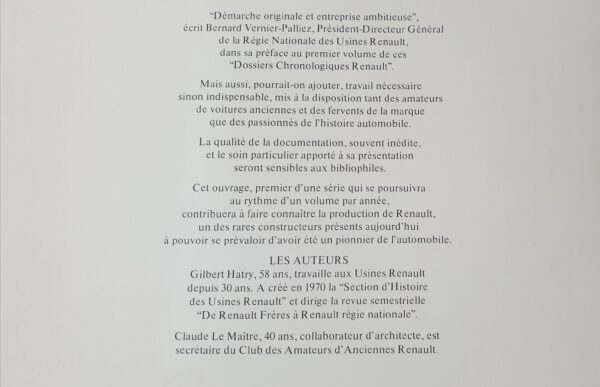 Livre Dossiers Chronologiques Renault - 1924 1933 – Image 2