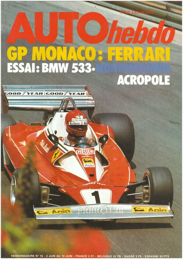 Auto Hebdo N°16 03/06/1976 GP MONACO RALLYE ACROPOLE BMW 633