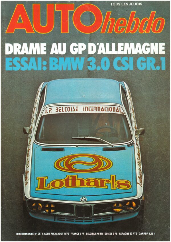 Auto hebdo N°25 15/08/1976 GP ALLEMAGNE F1 Accident de LAUDA