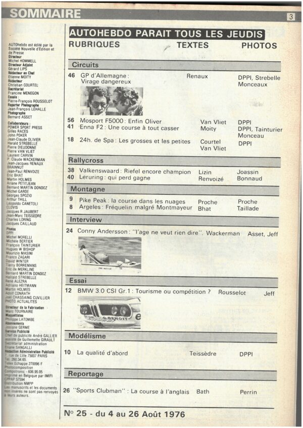 Auto hebdo N°25 15/08/1976 GP ALLEMAGNE F1 Accident de LAUDA – Image 2