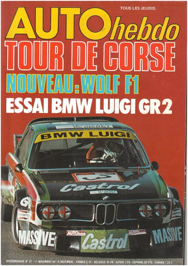 Auto hebdo N°37 11/11/1976 WOLF F1 BMW LUIGI Gr2 TOUR DE CORSE