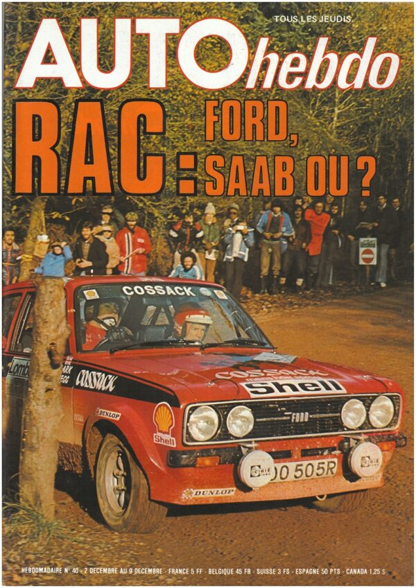 Auto hebdo N°40 02/12/1976 PESCAROLO LOLA T510 RAC RALLY