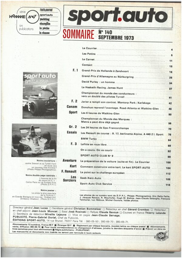 Sport Auto  N°140 SEPTEMBRE 1973 BMW PURLEY F1 SPA BMW LAFITTE RENAULT – Image 5