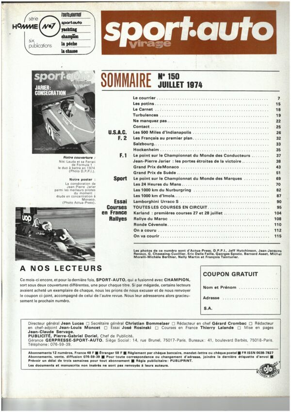 Sport Auto   N°150 24h du mans 1974 / F1 GP de Monaco / Lamborghini Urraco S – Image 5