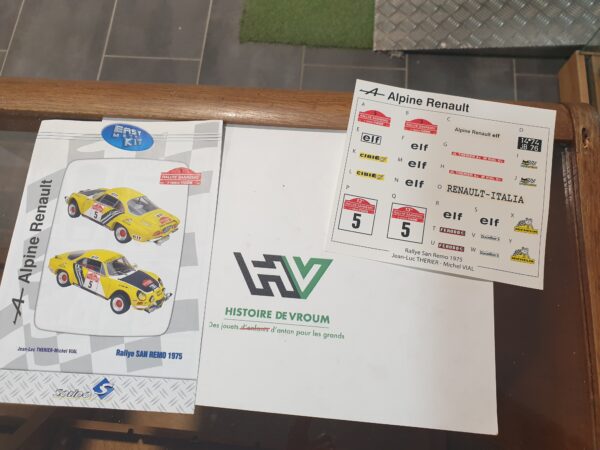 Décalcomanies Renault Alpine Rallye San Remo 1975 J-l Therier M Vial