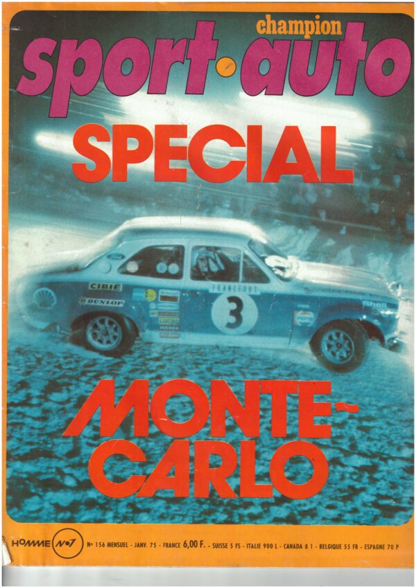 Sport Auto N°156 SPECIAL MONTE CARLO 1975 / GAMME MARCH 775 / RENAULT 5 "KITEE"