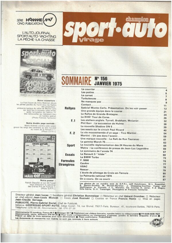 Sport Auto N°156 SPECIAL MONTE CARLO 1975 / GAMME MARCH 775 / RENAULT 5 "KITEE" – Image 5