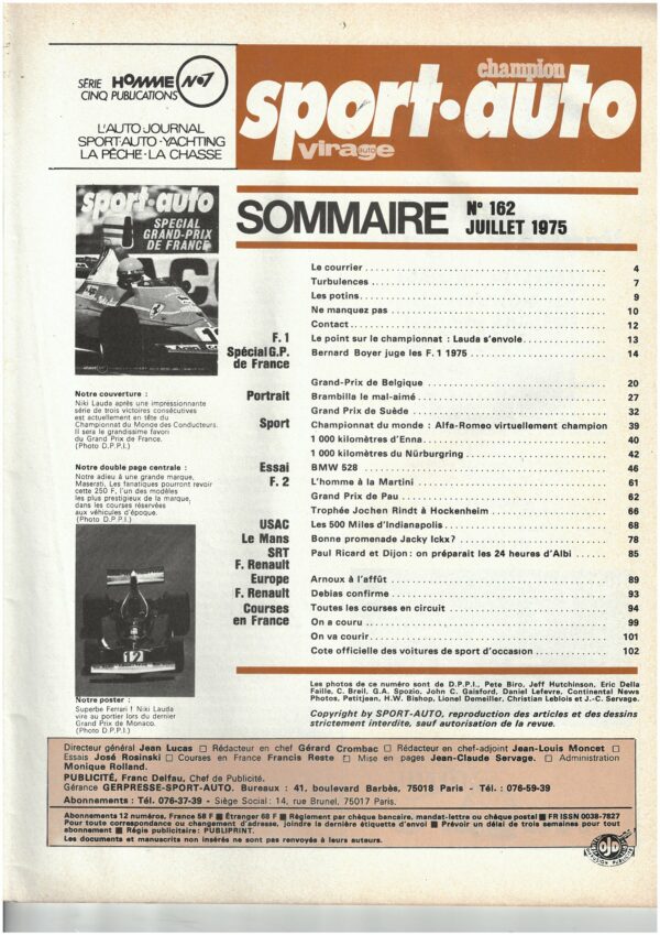 Sport Auto N°162 SPECIAL GRAND-PRIX DE FRANCE / BMW 528 / JACKY ICKX / ARNOUX – Image 5
