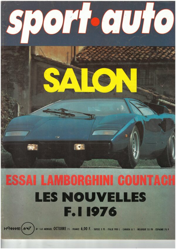Sport Auto N°165 LAMBORGHINI COUNTACH / SPORTIVES 1975 / NIKI LAUDA / ARNOUX