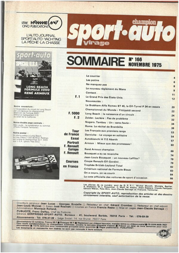 Sport Auto N°166 GP ETATS-UNIS / AUTOBIANCHI A112 ABARTH / ARNOUX CHAMPION – Image 5