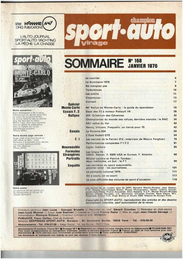 Sport Auto N°168 SPECIAL MONTE-CARLO 1976 / PORSCHE 924 / OPEL KADETT GTE – Image 5