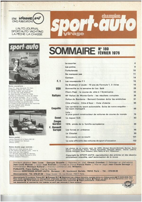 Sport Auto N°169 LOLA / DE BRABHAM A LAUDA / 10 ANS DE F.1 / JAGUAR XJS – Image 5