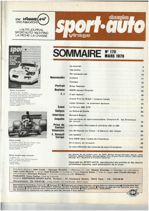 Sport Auto N°170 B. REDMAN / GP BRESIL /FERRARI 308 GTB /MERCEDES 6 CYL. 250&280 – Image 5