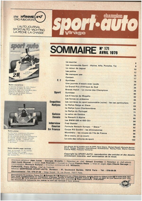 Sport Auto N°171 ALPINE, ALFA, PORSCHE, TOJ / RENAULT 5 ALPINE / BMW 630 ET 633 – Image 5