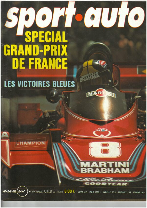 Sport Auto N°174 SPE. GP FRANCE / N. LAUDA / R. ARNOUX /ROVER 315 / LANCIA GAMMA