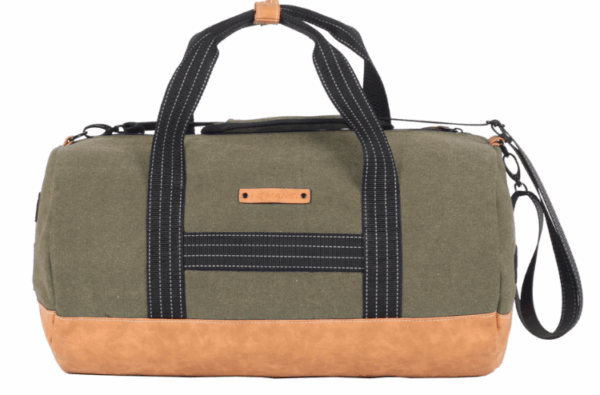 Sac de Voyage Polochon 24H - Kaki, Personnalisable et Élégant en Coton avec Patch - LÉGENDE – Image 2