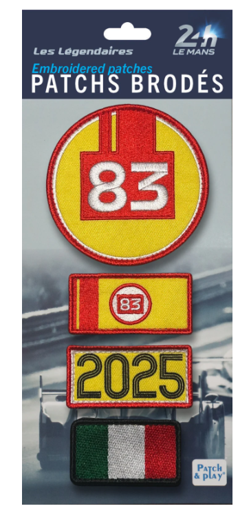 4 Patchs Brodés Scratch (Pour Sacs LÉGENDE) – Victoire Ferrari 2025 – 24H LÉGENDE