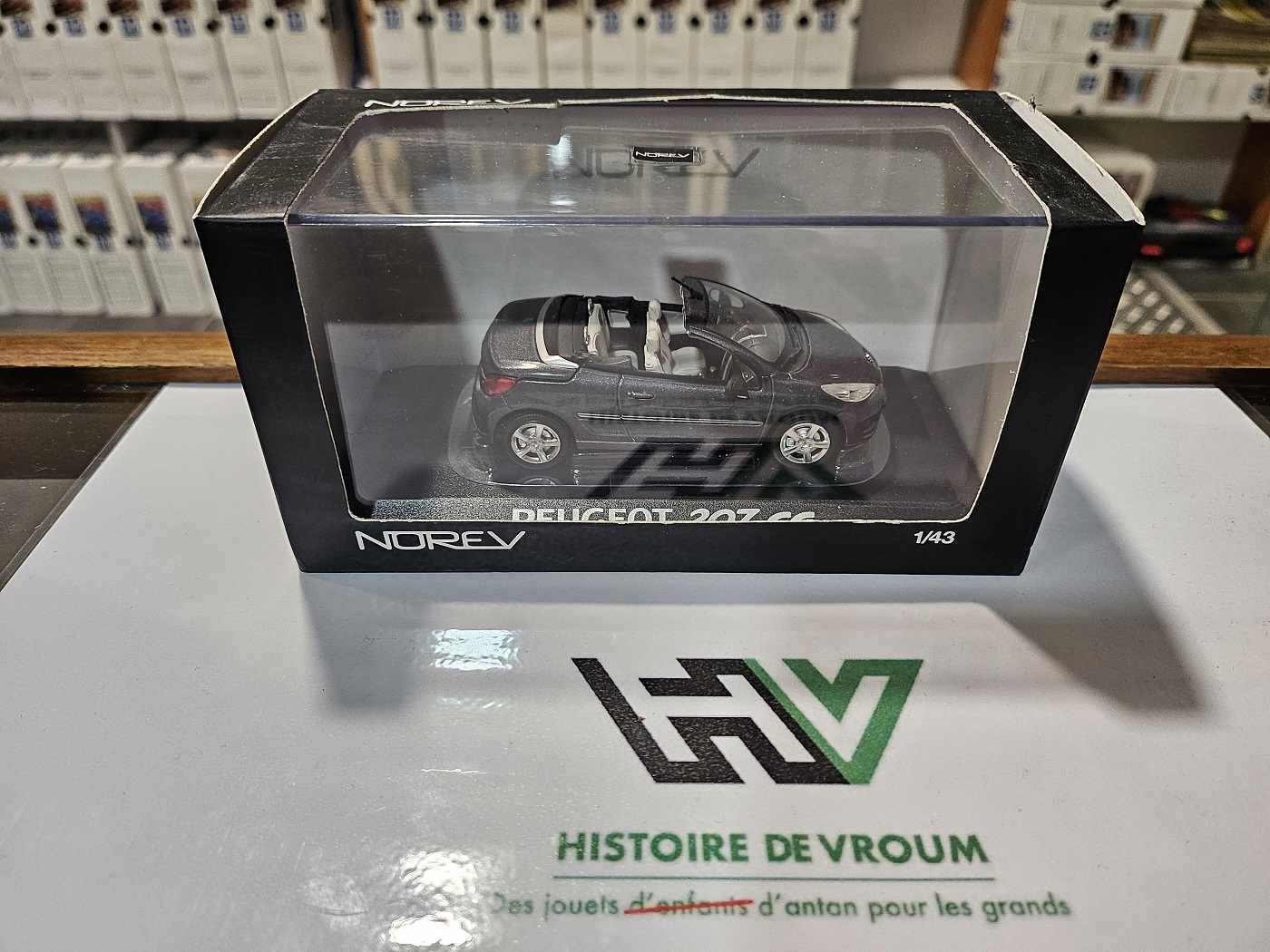 Miniature NOREV 1/43 - PEUGEOT 207 CC (Coupé Cabriolet) - Gris Anthracite - NEUF en boîte