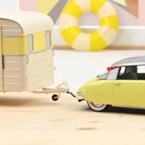 Citroën DS 19 1960 Jaune Jonquille + Caravane Digue Panoramique 1/18