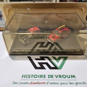 Coffret Rare 2 Peugeot 404 Berline - 1/87 - Taxi 1962 et Circus 1966 - Neuf