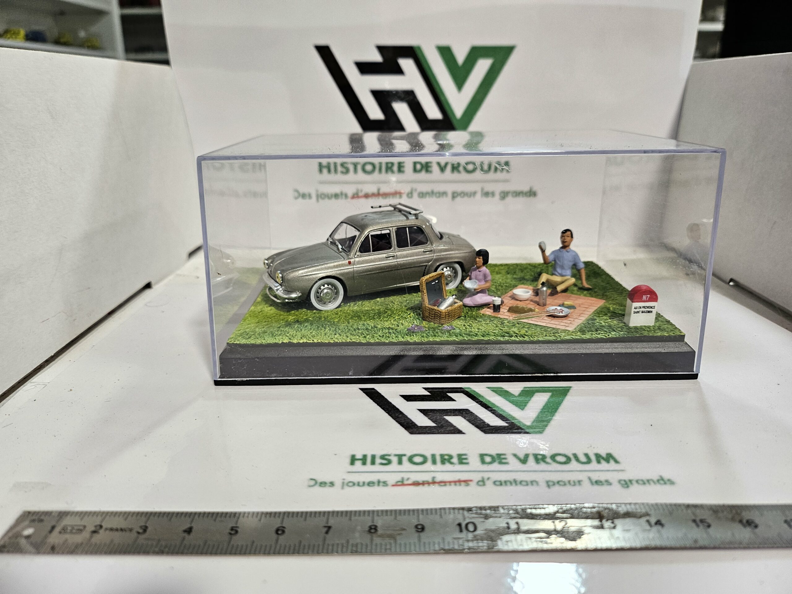 Diorama 1/43 - Renault Ondine - "La Route Bleue - N7" - Pique-nique - Altaya