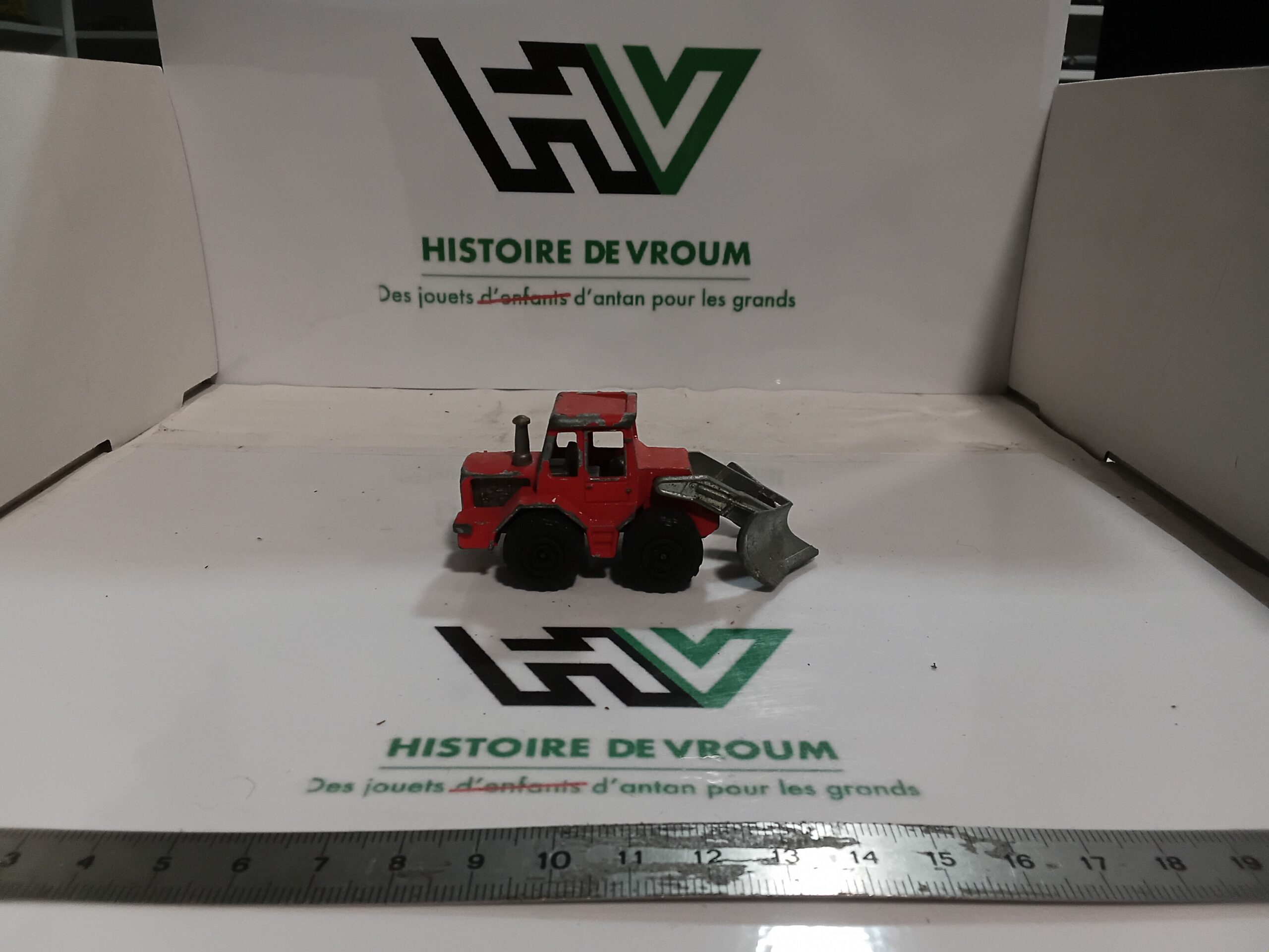 Tracteur chasse neige (1/87) Majorette Réf 263 - Rouge / Lame Métal - Vintage