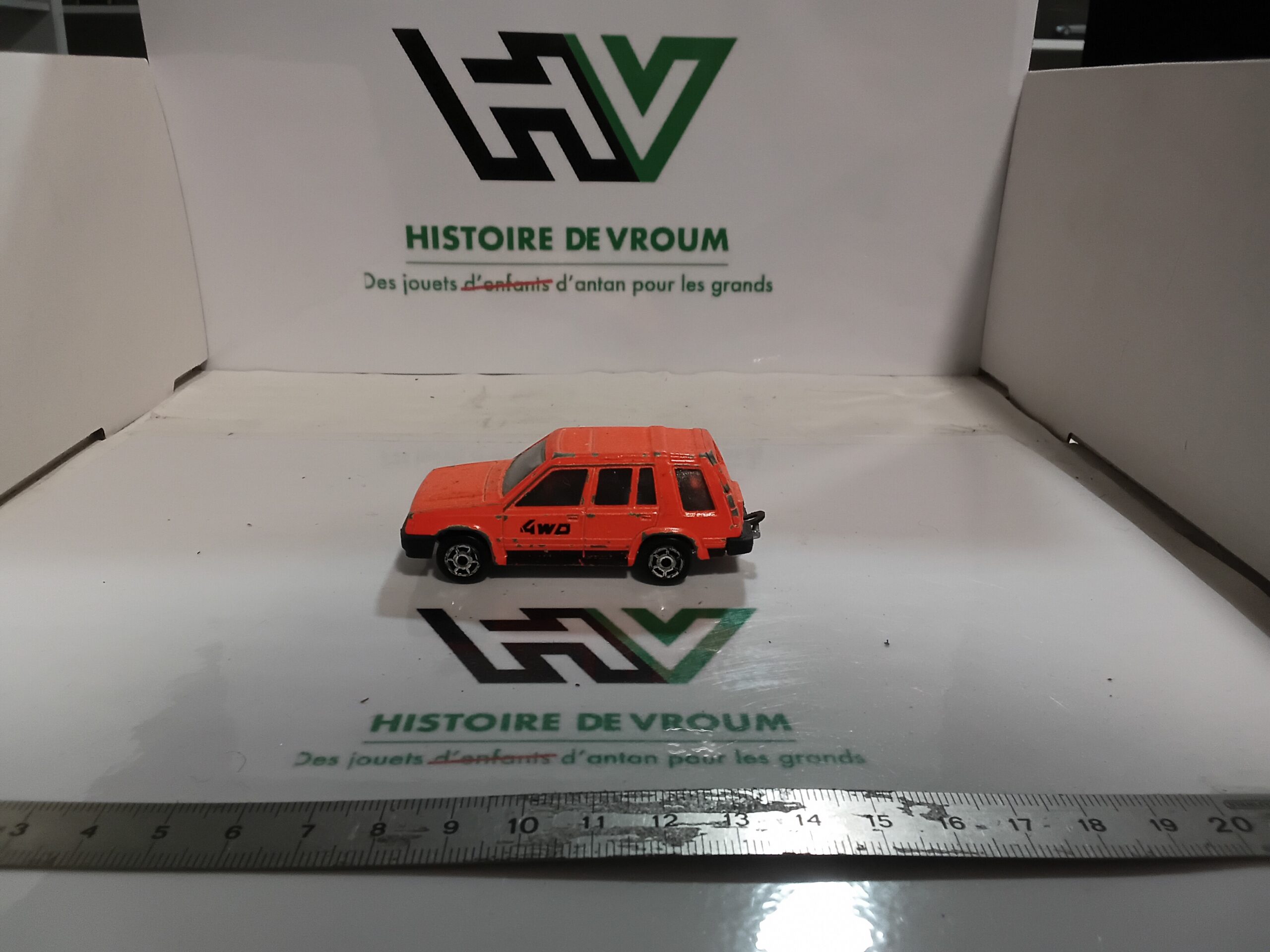 Toyota 1/55 Tercel 4WD Majorette 273 - Orange Fluo Vintage 80s - Made in France