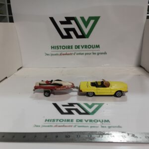 Attelage Vintage Majorette 200 - Mercedes 350 SL Jaune & Remorque Canot Elf 100% Complet