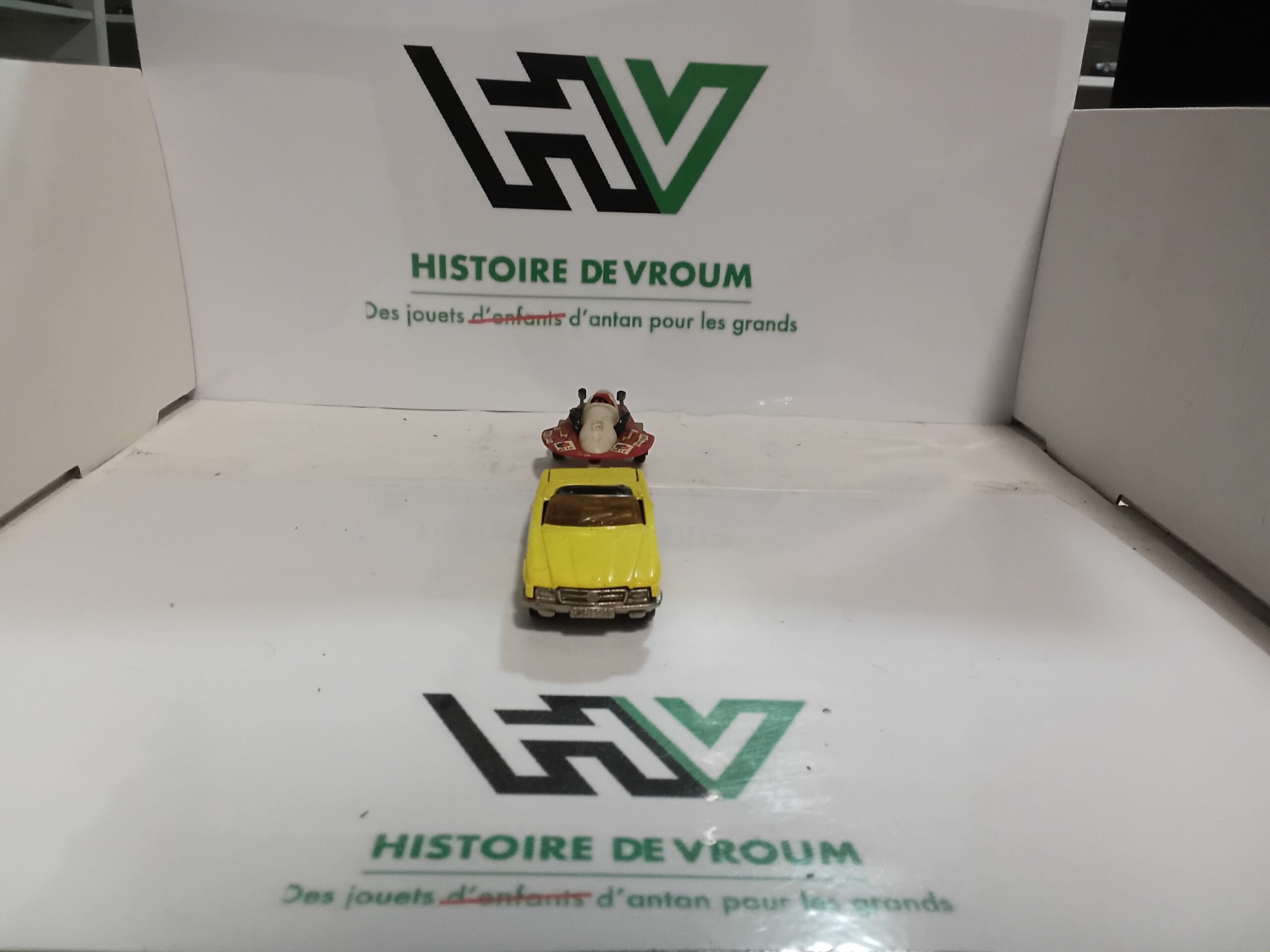 Attelage Vintage Majorette 200 - Mercedes 350 SL Jaune & Remorque Canot Elf 100% Complet – Image 5