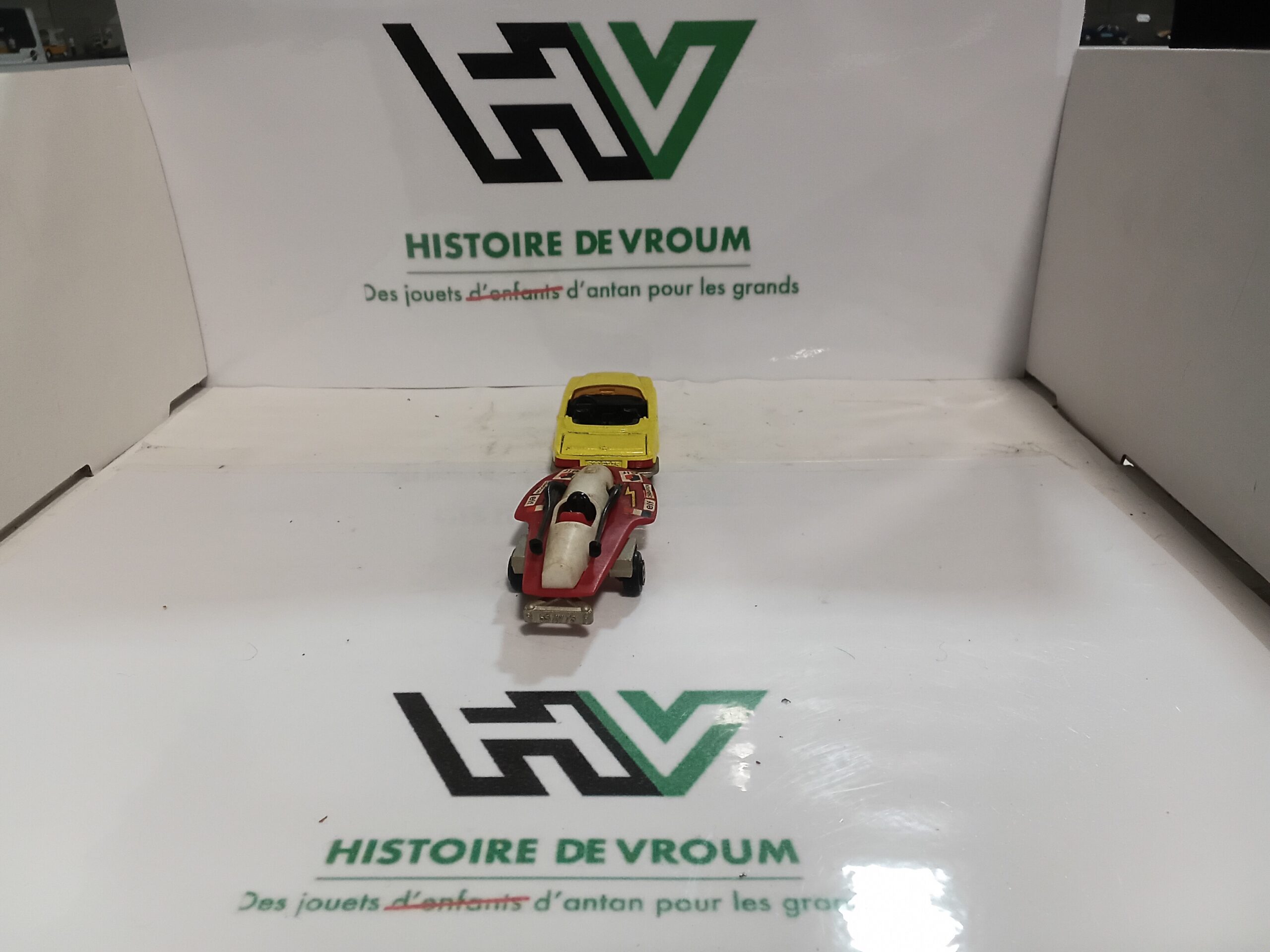 Attelage Vintage Majorette 200 - Mercedes 350 SL Jaune & Remorque Canot Elf 100% Complet – Image 7