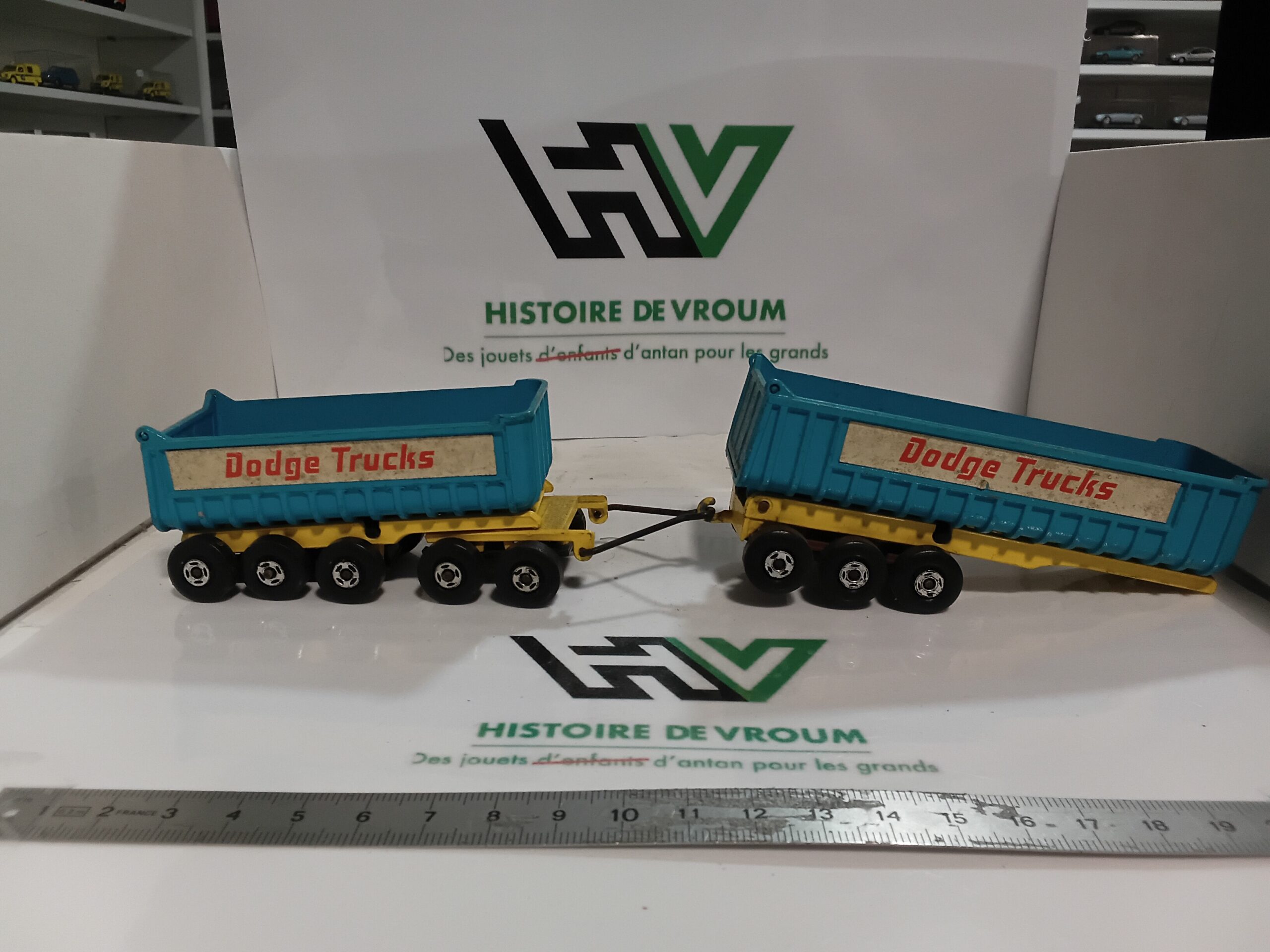 Matchbox King Size K-16 Fruehauf Tipper Dodge Trucks - Double remorque vintage Lesney
