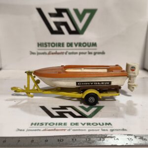 Matchbox Lesney King Size / Speed Kings Remorque Porte-Bateau Jaune + bateau – Made in England – Vintage