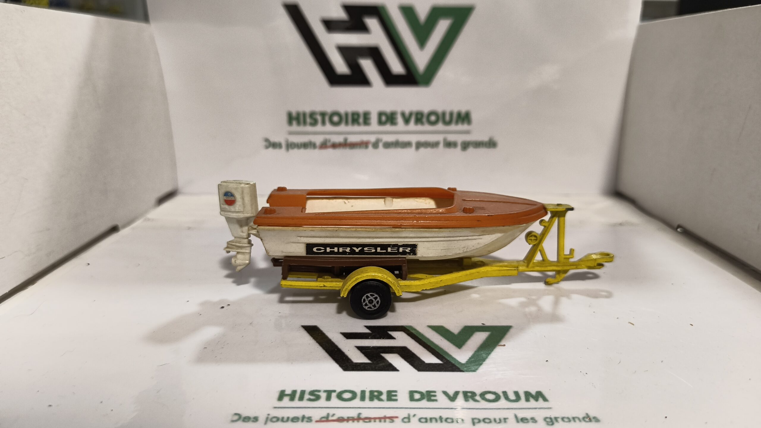 Matchbox Lesney King Size / Speed Kings Remorque Porte-Bateau Jaune + bateau – Made in England – Vintage – Image 6