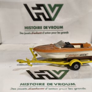 Matchbox Lesney King Size / Speed Kings Remorque Porte-Bateau Jaune + bateau – Made in England – Vintage (Copie)