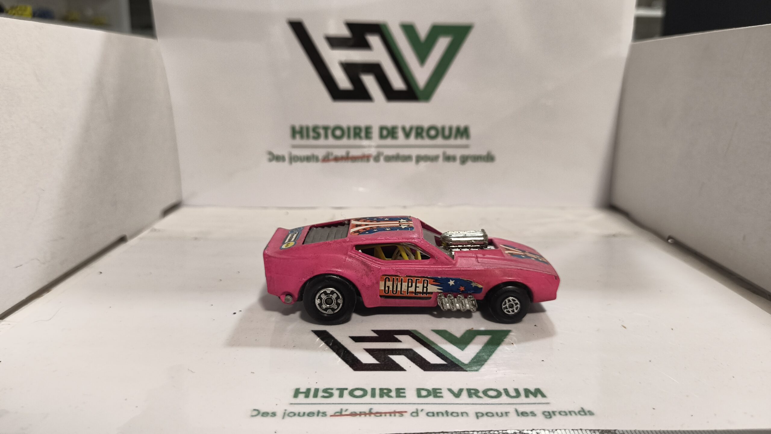 Matchbox Lesney Speed Kings K-38 Gus's Gulper – Ford Mustang Funny Car – Rose vif – Made in England – Image 6