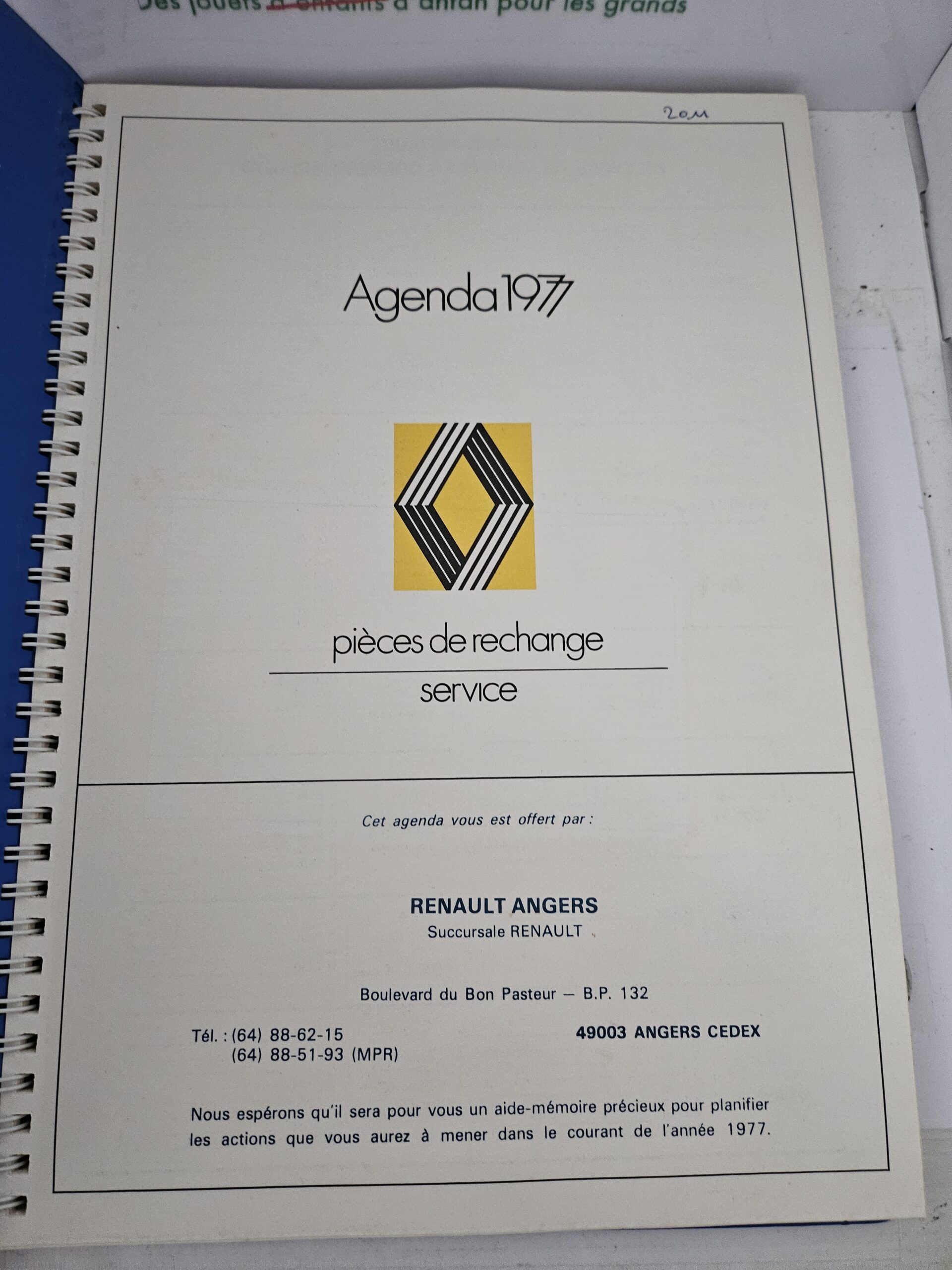 Agenda Vintage Renault 1977 – Pièces de Rechange Service – Angers (Collection Auto) Idem année 2033 – Image 2