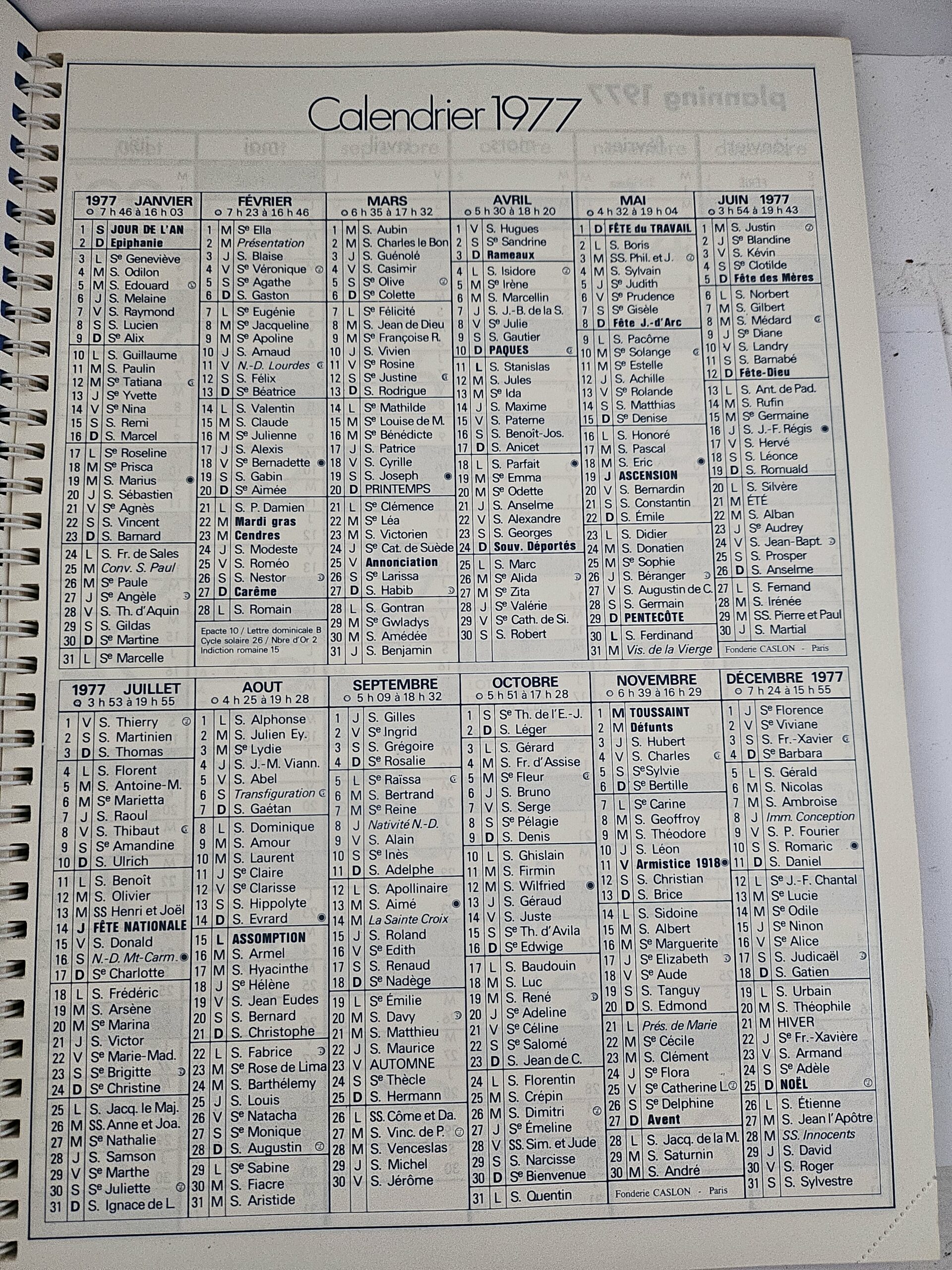 Agenda Vintage Renault 1977 – Pièces de Rechange Service – Angers (Collection Auto) Idem année 2033 – Image 3