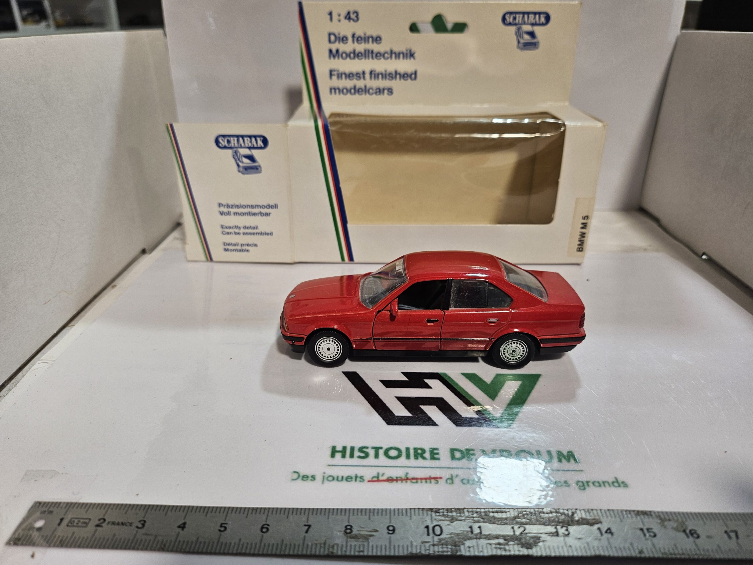Miniature BMW M5 E34 1/43 Schabak Modell (Réf. 1150) - Rouge - Boîte D'origine