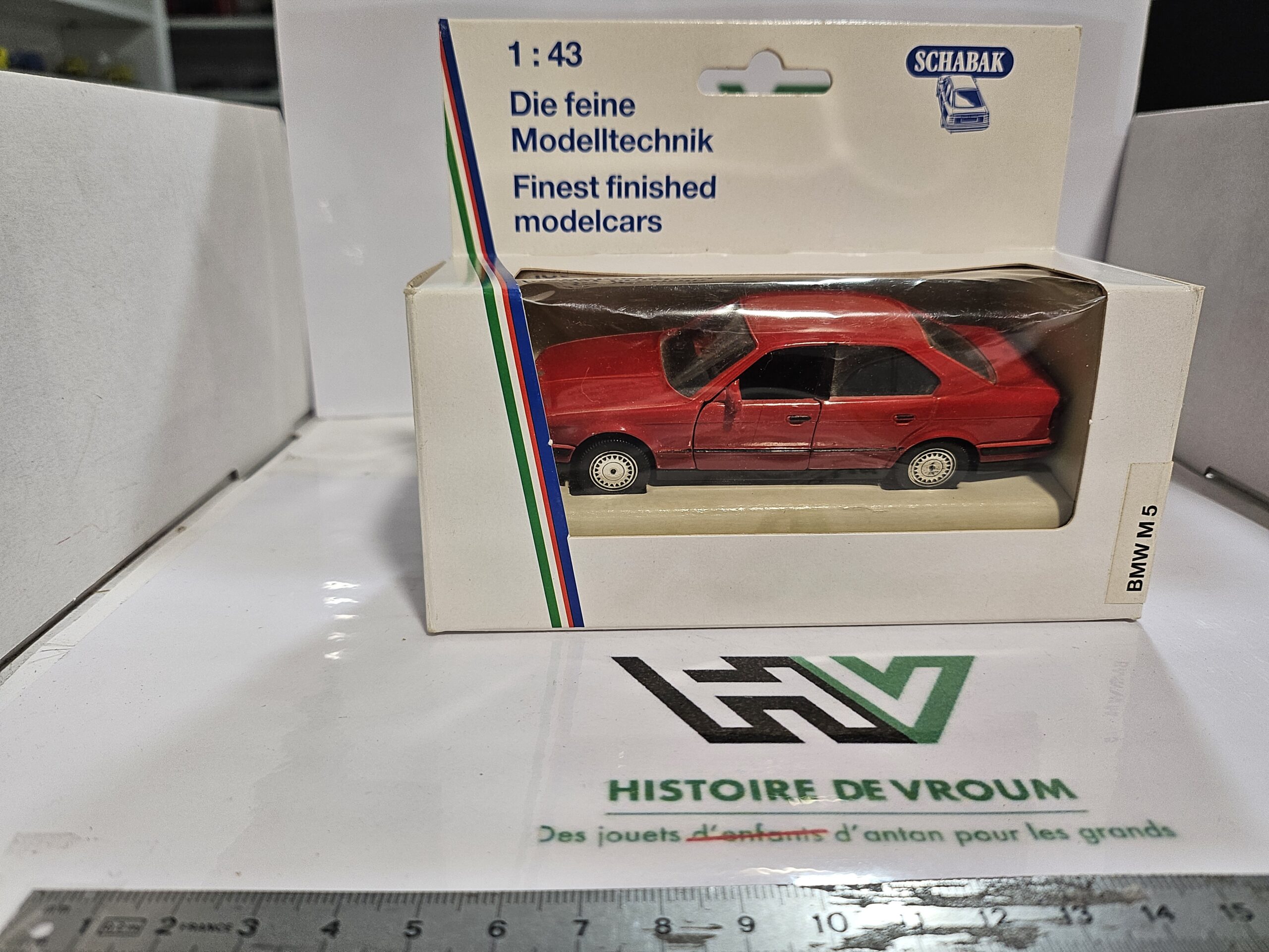 Miniature BMW M5 E34 1/43 Schabak Modell (Réf. 1150) - Rouge - Boîte D'origine – Image 10