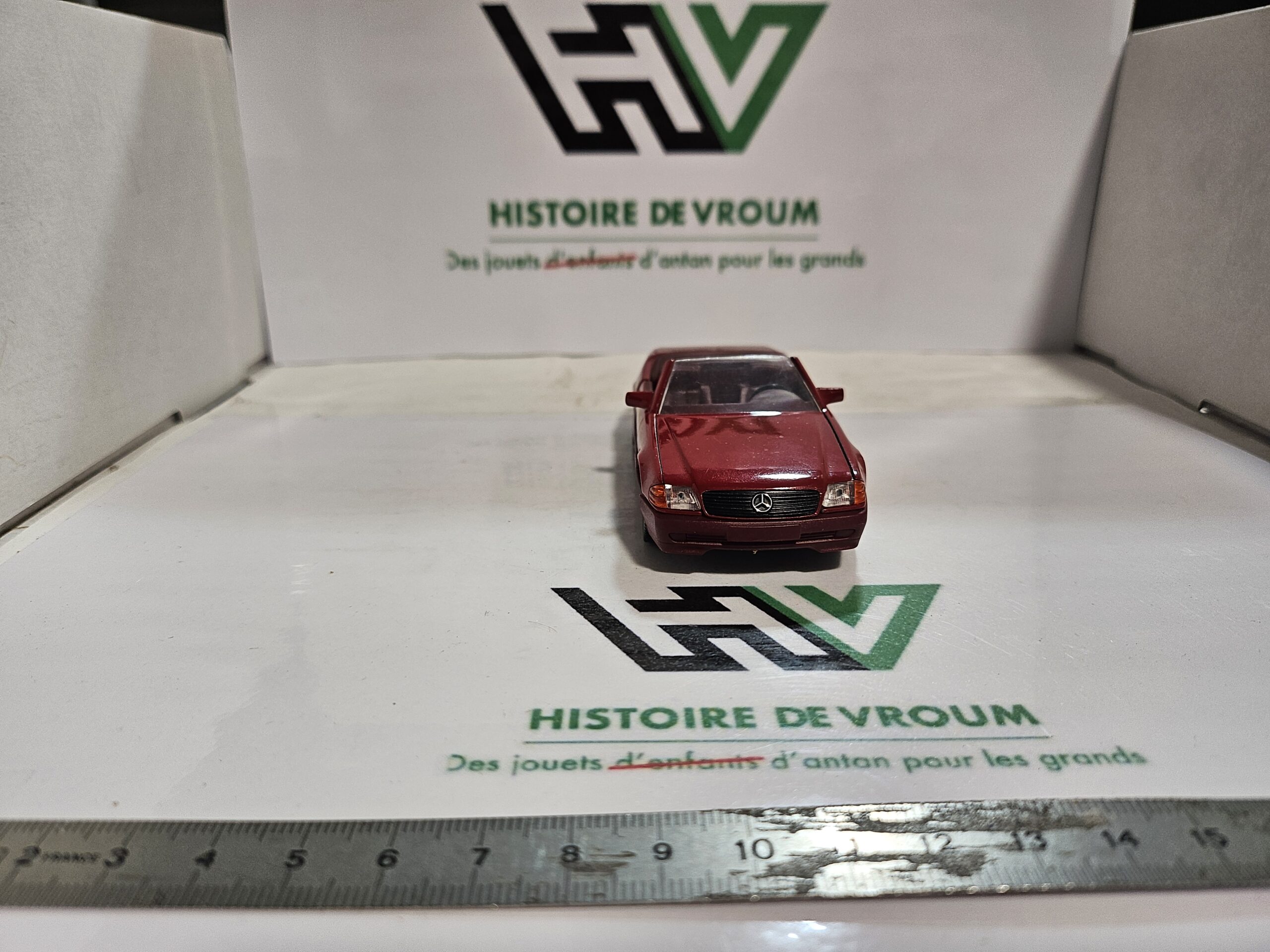 Mercedes-Benz SL R129 1/43 Schabak Modell (Réf. 1250) Bordeaux Métallisé - Multi-Ouvrants avec Boîte – Image 6