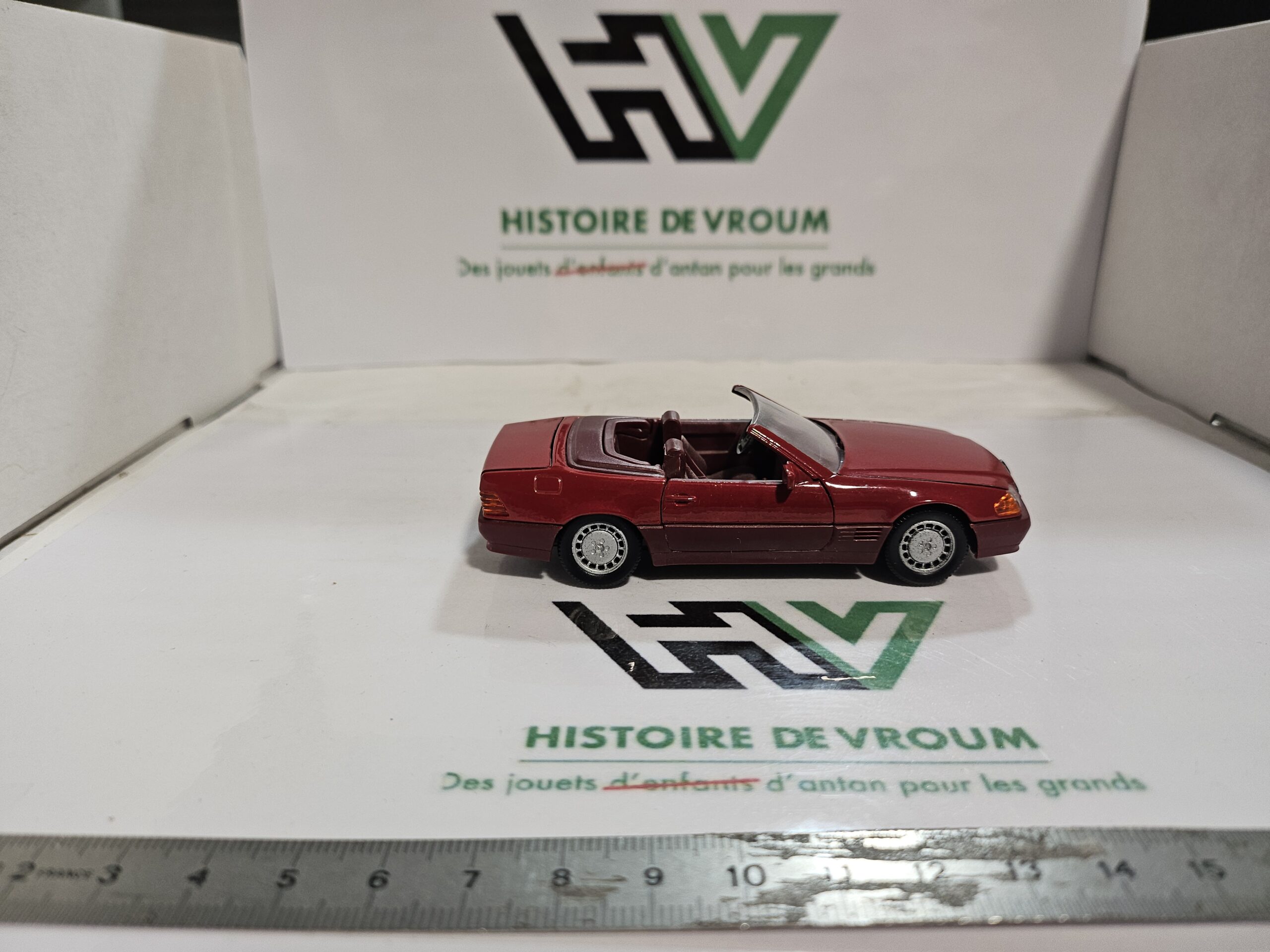 Mercedes-Benz SL R129 1/43 Schabak Modell (Réf. 1250) Bordeaux Métallisé - Multi-Ouvrants avec Boîte – Image 7