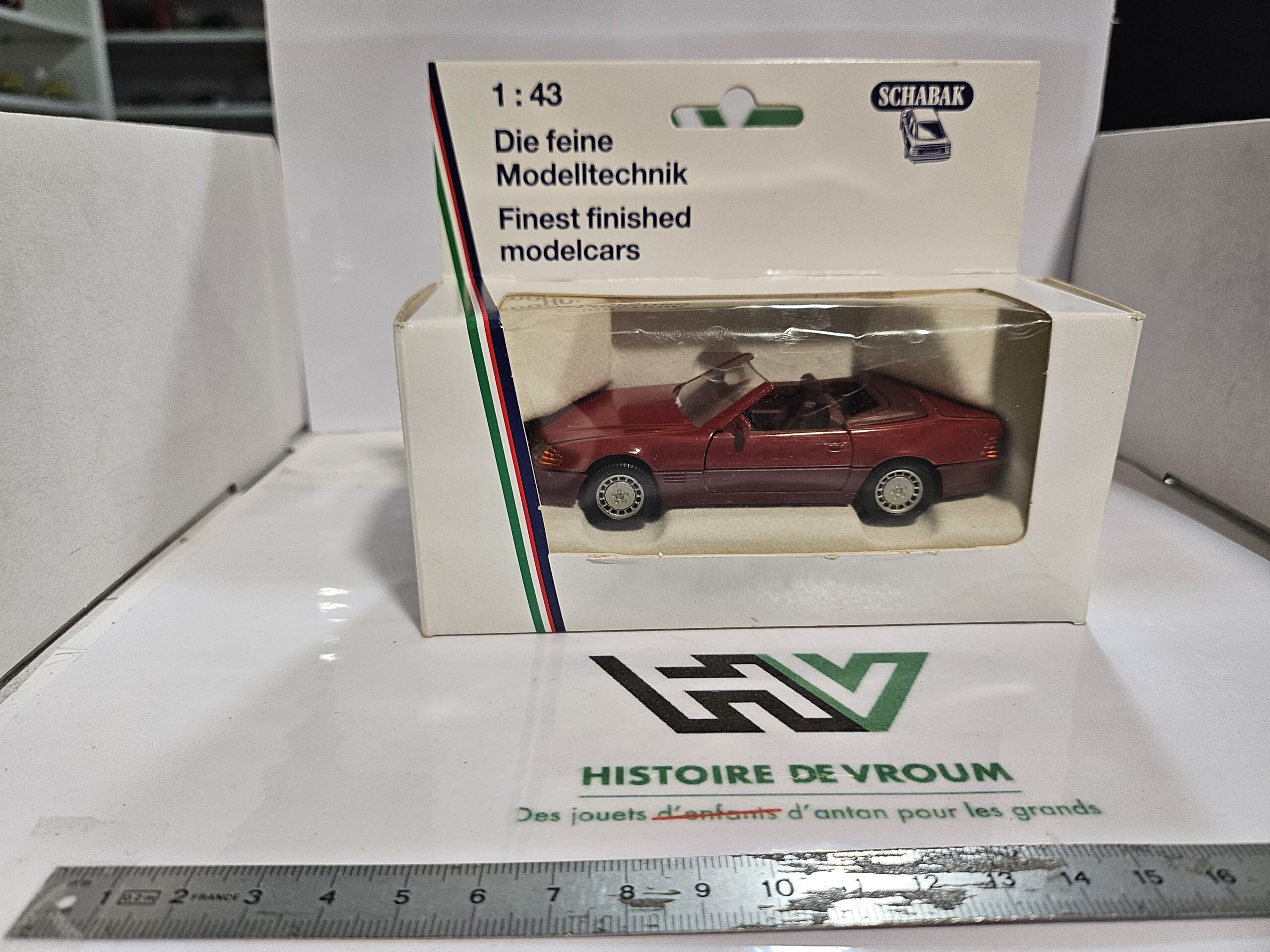 Mercedes-Benz SL R129 1/43 Schabak Modell (Réf. 1250) Bordeaux Métallisé - Multi-Ouvrants avec Boîte – Image 11