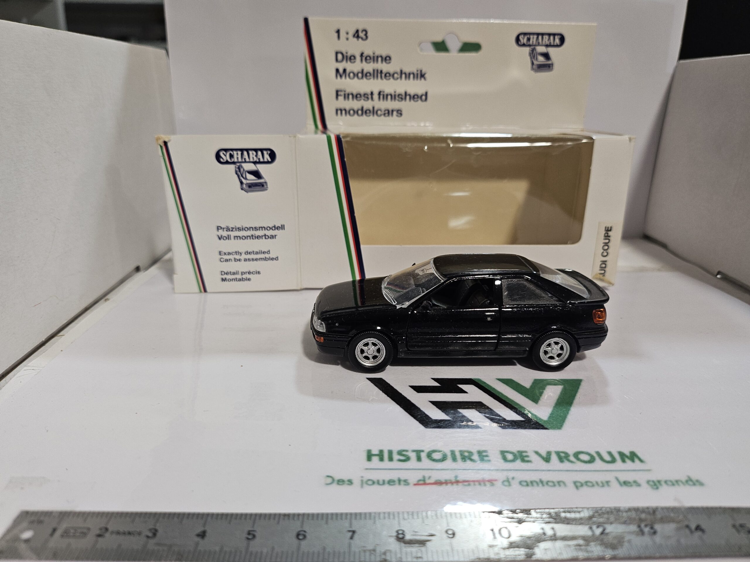 Audi Coupé Quattro 1/43 Schabak Modell (Réf. 1050) Noir - Multi-Ouvrants avec Boîte