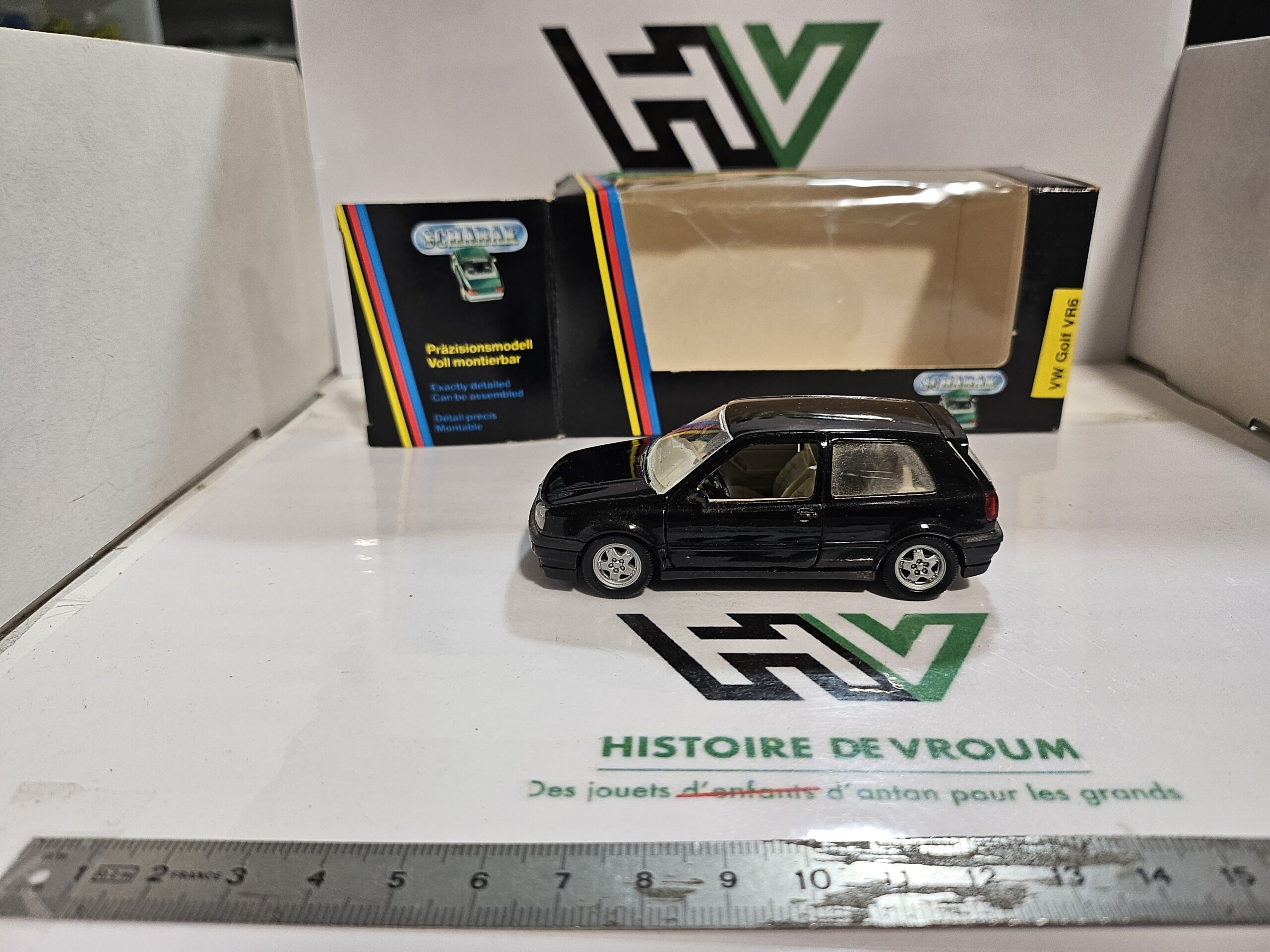 Rare Schabak 1/43 – Volkswagen Golf III VR6 Noire – Made in Germany avec Boîte (Réf 1005/1007)