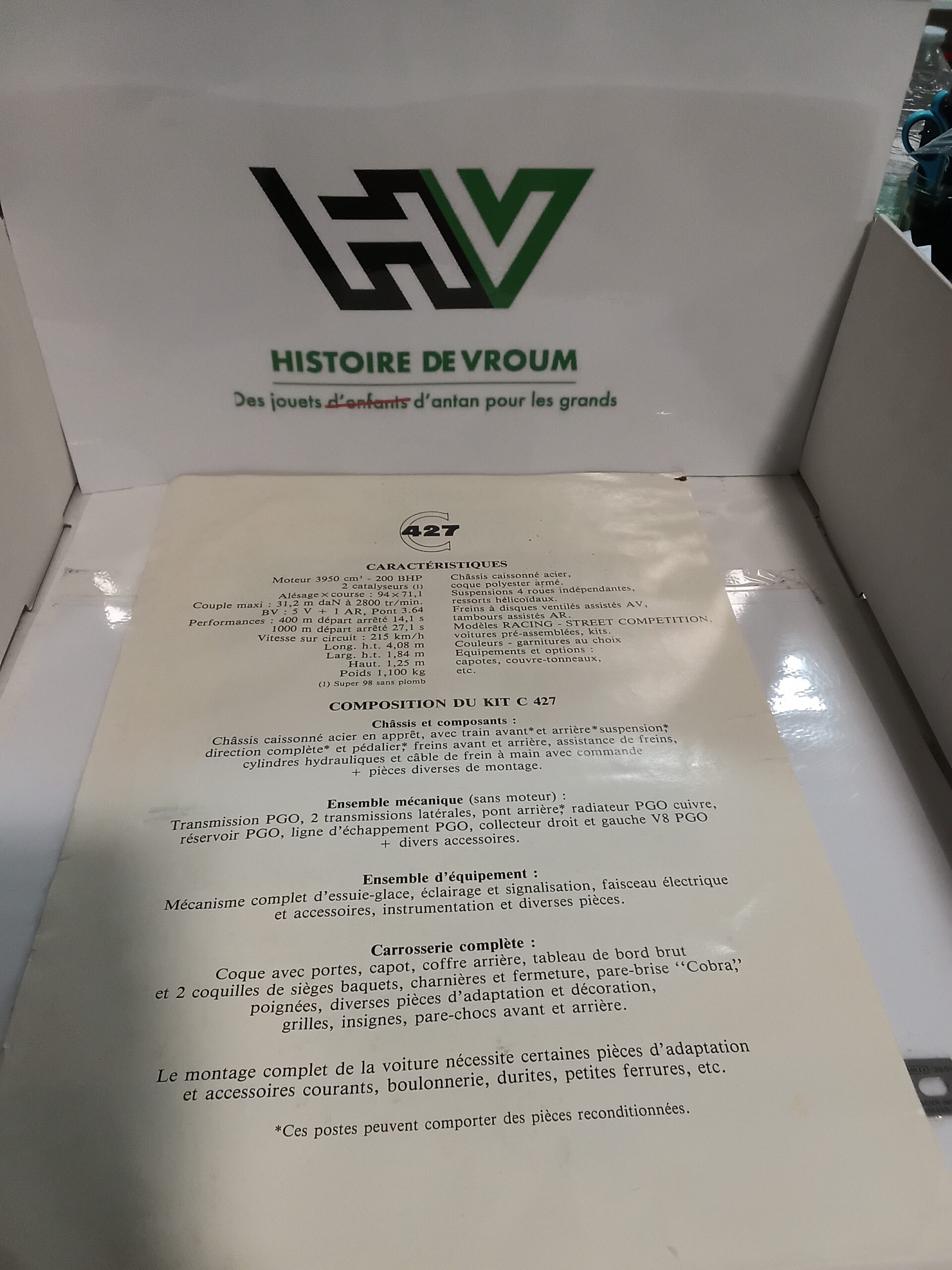 RARE Document Commercial PGO C427 V8 (Réplique AC Cobra) - PGO Le Creusot + Fiche Kit – Image 3