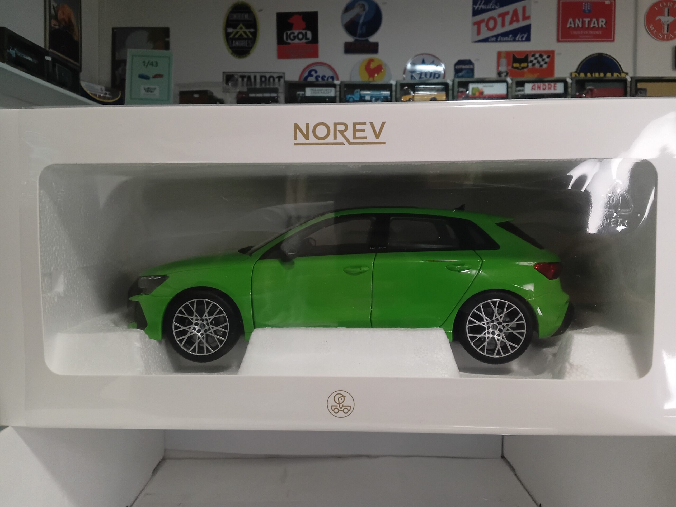 Voiture Miniature Norev 1/18 — Audi RS 3 Sportback 2025 Vert Kyalami — Réf. 188390