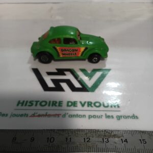 Matchbox Superfast N° 43 — VW Beetle Dragster « Dragon Wheels » Verte Vintage Made in England (1972)